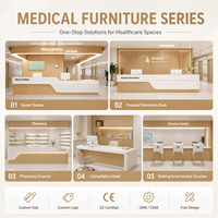 Comptoir d'accueil moderne pour hôpital, bureau médical, comptoir d'accueil en bois blanc pour clinique, hauteur réglable, prix usine