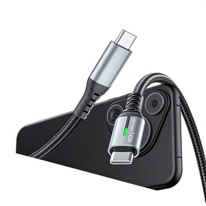 Cavo di ricarica LED intrecciato in nylon da 240W, molto venduto, da USB-C a USB-C per ricarica rapida di dispositivi <span class=keywords><strong>Samsung</strong></span>, iPhone e Android. - Product Image 1