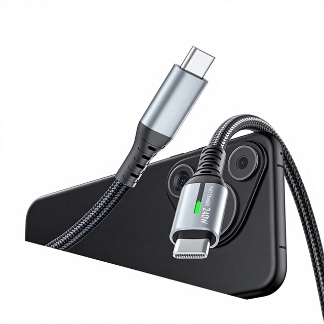 Hot-selling 240W Nylon Braided Cable LED Charger Cable for USBC to USBCFast Charging for Samsung iPhone and Android Devices.