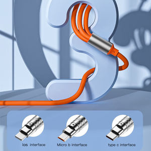 สายชาร์จเร็ว3 in 1 120W 6A สายชาร์จซิลิโคนเหลว Micro USB Type-C สายข้อมูลโลหะผสมสังกะสีสำหรับโทรศัพท์13 PRO MAX Xiaomi 13 Samsung - Product Image 3