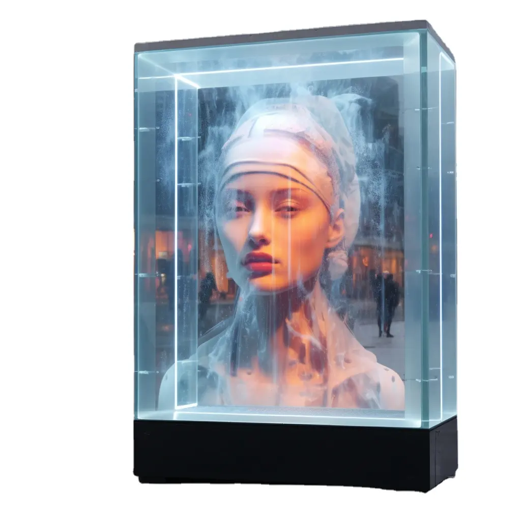 HD Werbung Innenvideowand kundenspezifisch Supermarkt Glas-LED-Anzeige kommerzielles Gebäude Kastenfenster LED-Bildschirm