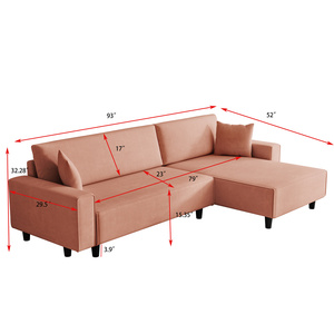 Sofá <span class=keywords><strong>Cama</strong></span> Esquinero Japonés de Terciopelo Naranja con 3 Plazas para Dormitorio/Apartamento - Product Image 6