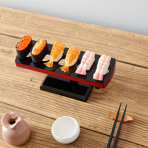 Support à baguettes en plastique de style japonais, rectangulaire noir, design oriental, pour service de sushis, plat à glace, support à baguettes - Product Image 3