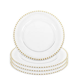 13inch Eco-Friendly Acrylic Clear Beaded Plastic Charger <b>Plates</b> Modern Luxury <b>Wedding</b> Decorative Dinner <b>Plates</b> for Table Setting - Product Image 1