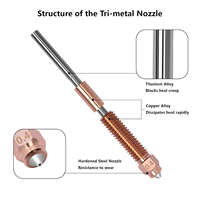 Kit Nozel Pengganti Cepat Terintegrasi Creality, Nozel Hotend Tembaga Baja Keras 0.2/0.4/0.6/0.8mm, Kompatibel dengan Hi/K2/K2 Plus