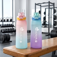 Bouteille PP anti-fuite avec options de parfum, couvercle à clapet, paille intégrée pour boire directement – Idéale pour la randonnée, l'école, le cyclisme, le camping, la gym, les cadeaux, la maison et l'extérieur