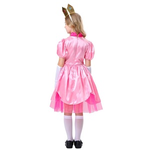 Ensemble de robe de princesse Peach pour enfants avec couronne et gants pour fête d'Halloween, spectacle sur scène, printemps 2025 - Product Image 4