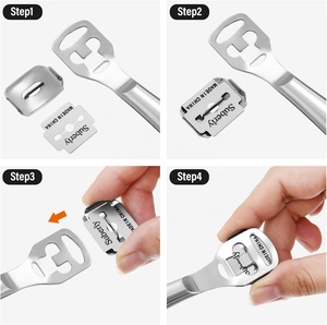 Pedicure plantare lime callo rimozione pelle morta rasoio piedi in acciaio inox con 10 lame a fette di ricambio e 1 testina per i piedi - Product Image 6