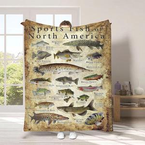 Marine Life Flannel <b>Blanket</b> Throw <b>Blanket</b> Nap <b>Blanket</b> Fade Resistant Lightweight for Travel <b>Camping</b> Custom Print Wholesale - Product Image 2