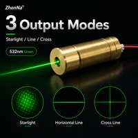 Module laser vert ZhonNa 13x32mm 532nm 45mW, portable, faisceau croisé Starlight, tête métallique, pièces et accessoires d'équipement laser, DC2.3-5V