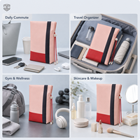Pochette à cordon personnalisable avec logo, durable, portable, bicolore, en polyester lisse, pour cosmétiques, essentiels quotidiens et organisateur de voyage