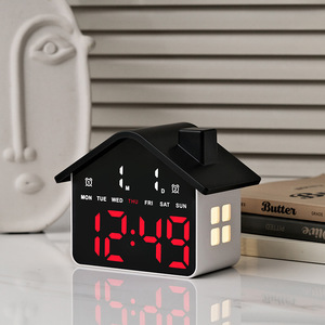 Réveil numérique LED en forme de maison <span class=keywords><strong>avec</strong></span> <span class=keywords><strong>veilleuse</strong></span>, affichage de la semaine, mode 24 heures et fonctionnement silencieux - Product Image 4