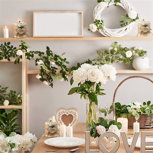 Ensemble de 12 bougeoirs bon marché, bougeoirs en <span class=keywords><strong>bois</strong></span> faits à la main avec fleurs artificielles pour cadeaux de mariage - Product Image 5