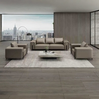 Conjunto de Sofás de Cuero Modernos para Oficina en Casa y Sala de Estar, Diseño Seccional, Mesa de Centro para Vestíbulo de Hotel