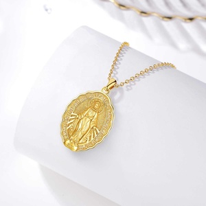 Joyería Católica Espiritual al <span class=keywords><strong>por</strong></span> Mayor, Medalla Religiosa, Amuleto de <span class=keywords><strong>Plata</strong></span> de Ley 925, Chapado en Oro de 18K, Colgante de la Virgen María para Mujer - Product Image 3