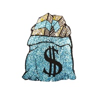 Sac d'argent coloré élégant fer Bling sur strass Motif transferts de chaleur parfait pour les robes de mariée et les accessoires de fête