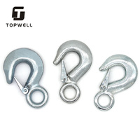 TOPWELL TWH001 Crochet de levage en métal forgé avec œillet, crochet de remorquage automobile, loquet de sécurité 50 mm, sangle de treuil robuste pour remorque de bateau et industrie lourde