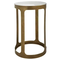 Table ronde personnalisable avec base en acier inoxydable et plateau en marbre pour salon, table d'appoint pour canapé, table basse