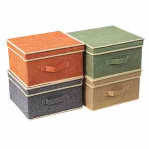 Foldable Clothing Storage Basket Case with Handle for Closet 33.5L X 31.75W X 17.5H CM Storage <b>Boxes</b> with Lid - Product Image 1