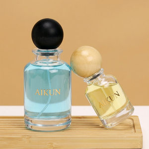 Aikun Round Glass Custom Logo <b>Gift</b> <b>Box</b> Perfume Set With Wooden Ball Cap For Wholesale Personal Fragrance Supply Chain Orders - Product Image 2