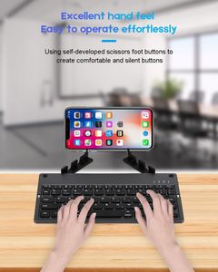 Manufacturer Custom logo layout Plastic rechargeable portable bluetooth foldable keyboard with phone <b>stand</b> - Product Image 5