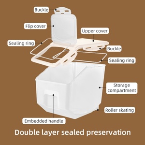 New Style Rice <b>Drum</b> sealed Moisture-proof Insect-proof Plastic Rice Storage <b>Box</b> Bucket Cereal Container With Wheels Dustproof - Product Image 3