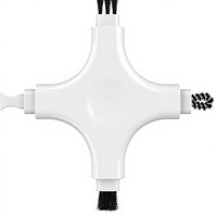 Kit de nettoyage pour smartphone - Ensemble de brosses antistatiques en forme de croix pour téléphones, ordinateurs, aides auditives ; Outil portable de dépoussiérage (Blanc)