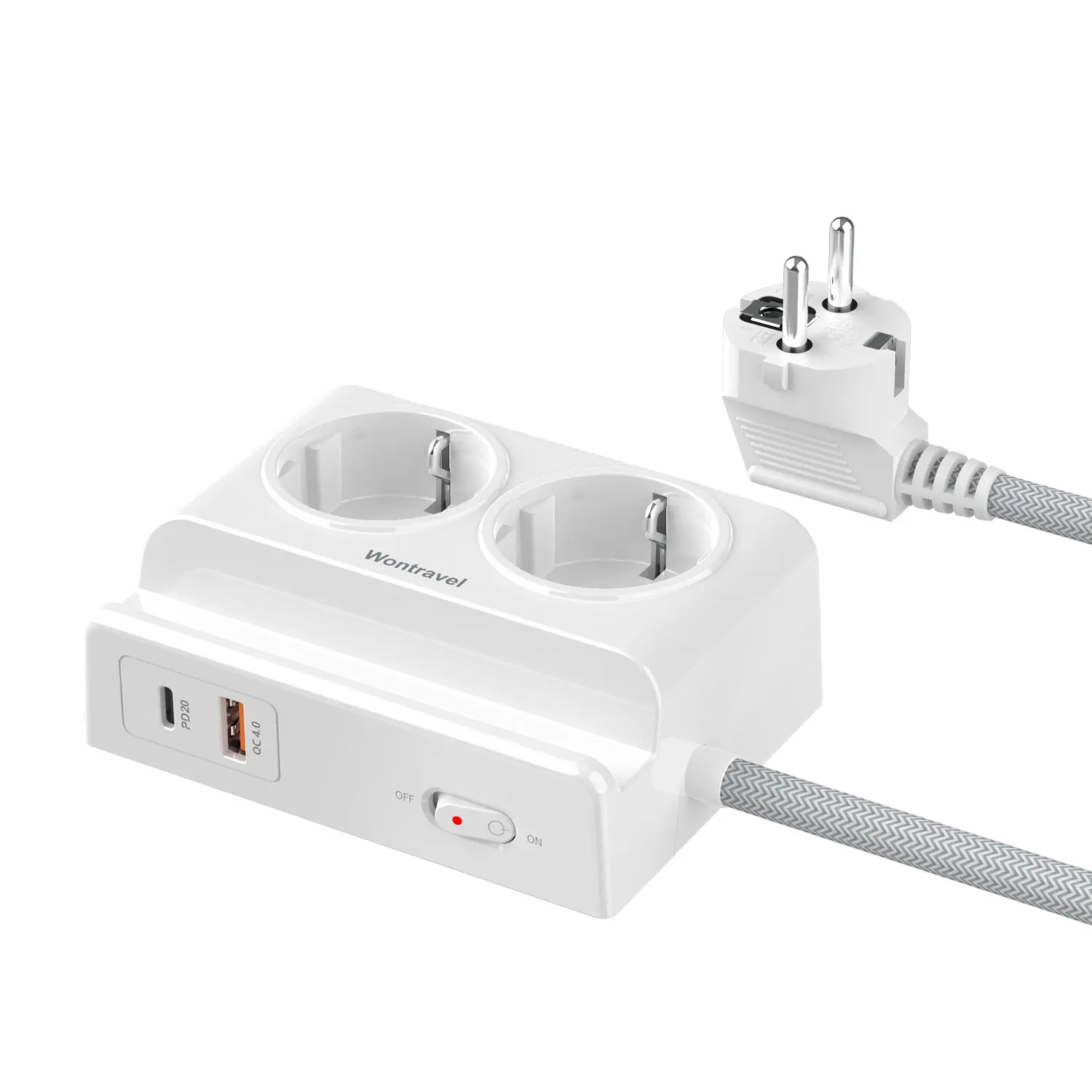 Eu Standaard Plug Duitsland Frankrijk Socket Overspanningsbeveiliging Verlengsnoer Ac Way Outlet 20W Pd Lader Universele Power Strip