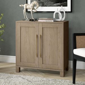 Weathered <strong>Grey</strong> <strong>Modern</strong> Wooden <strong>Sideboard</strong> with Two Doors and Adjustable Shelf. It Stores Goods for Entryways, Dining and Bedrooms - Product Image 1