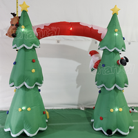 Arche gonflable de Noël illuminée de 8 pieds, arche de sapin de Noël gonflable avec boîtes cadeaux de Père Noël, décorations de jardin pour les fêtes