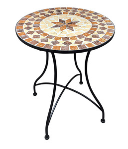 Muebles de jardín de <span class=keywords><strong>metal</strong></span> de estilo antiguo, venta al por mayor, conjunto de bistró de mosaico con mesa y sillas para decoración del hogar - Product Image 5