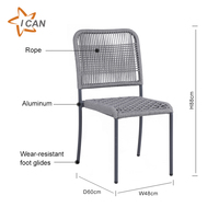Nouvelle chaise en corde tressée à la main pour villa, chaises en corde pour restaurant, terrasse, empilables, modernes, pour patio, restaurant, salle à manger extérieure
