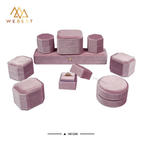 Webest Boîtes à bijoux en velours rose à géométrie personnalisée boîte d'emballage pour bracelet jonc ensemble d'emballage de bijoux boîte de présentation bague collier