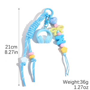 Lanière de sac et porte-clés tendance, polyvalente, en corde tressée de perles colorées tissées à la main, best-seller transfrontalier - Product Image 6