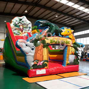 Thương mại PVC in ấn nhà bị trả lại nhảy lâu đài <span class=keywords><strong>Inflatable</strong></span> khô trượt động vật chủ đề rừng <span class=keywords><strong>Inflatable</strong></span> trượt - Product Image 2