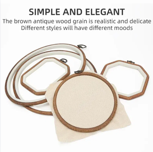 Hot bán gỗ phong cách thêu Hoop ABS nhựa thêu khung với các mô hình khác nhau Cross Stitch Hoop retro thêu vòng tròn - Product Image 5