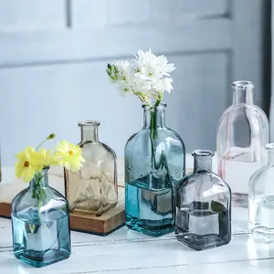 Стеклянная ваза для гостиной, сушеные цветы в скандинавском стиле, стеклянные прозрачные уборки, аксессуары для украшения дома, цветочные вазы для дома