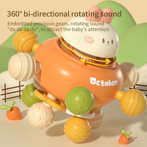 Jouet 3-en-1 pour bébé : peluche lapin, hochet, jouet à torsion rotatif à 360°, en matériaux sûrs, pour la préhension, cadeau pour nouveau-né - Product Image 4