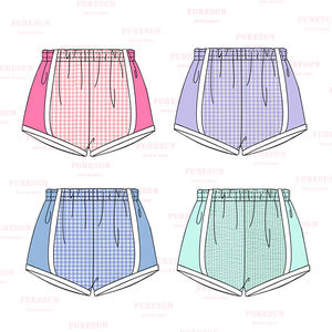 Pantaloncini sportivi da <span class=keywords><strong>bambina</strong></span> con lato bianco per bambini primavera estate pantaloni corti da <span class=keywords><strong>bambina</strong></span> Seersucker pantaloncini sportivi - Product Image 1