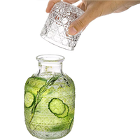 Ensemble Carafe et Verres Vintage pour Chevet – Design Gaufré, Anti-fuite, Base Antidérapante, Pichet Élégant, Facile d'Accès