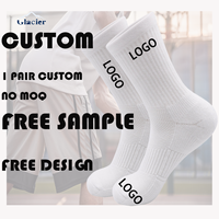 Chaussettes de sport classiques Glacier personnalisables avec logo pour hommes et femmes, blanches, respirantes, à fond en tissu éponge, durables, pour la course et le basketball