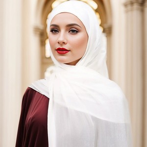 <span class=keywords><strong>JYL</strong></span> moda mujer largo plisado brillo seda tacto chal gasa Hijab Color sólido verano pañuelo Malasia - Product Image 1