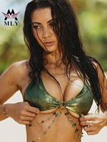 Op maat gemaakte zwemkleding fabrikant metallic glanzende bikini's strandkleding lage minimale bestelhoeveelheid dames zwempak OEM service