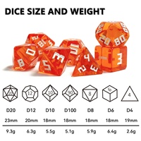 Lot de 7 dés polyédriques carrés en résine rouge sang clair pour D&D, tailles personnalisables pour jeux de table Dungeons & Dragons