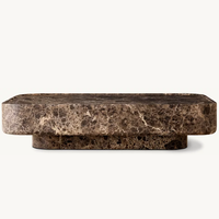 Meubles de salon de luxe, table basse en marbre brun, table centrale rectangulaire en pierre