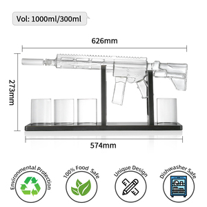 Carafe à liqueur de luxe AK47 avec verres en forme de balle – Bouteille d'alcool unique en forme de pistolet – Cadeau pour homme, papa, anniversaire, bar - Product Image 2