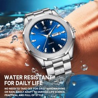 Montre-bracelet de luxe pour homme en acier inoxydable à quartz 42 mm avec affichage lumineux, diverses couleurs, mode et affaires, alliage et verre