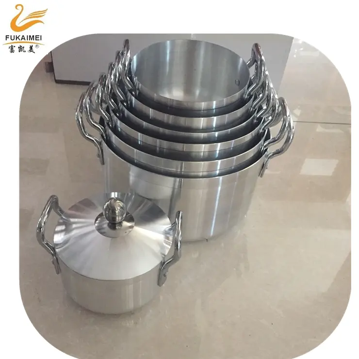 7 Buah Aluminium Panci Set 16-28CM Afrika Hot Jual Peralatan Masak Set Aluminium Satin Selesai Memasak Pot