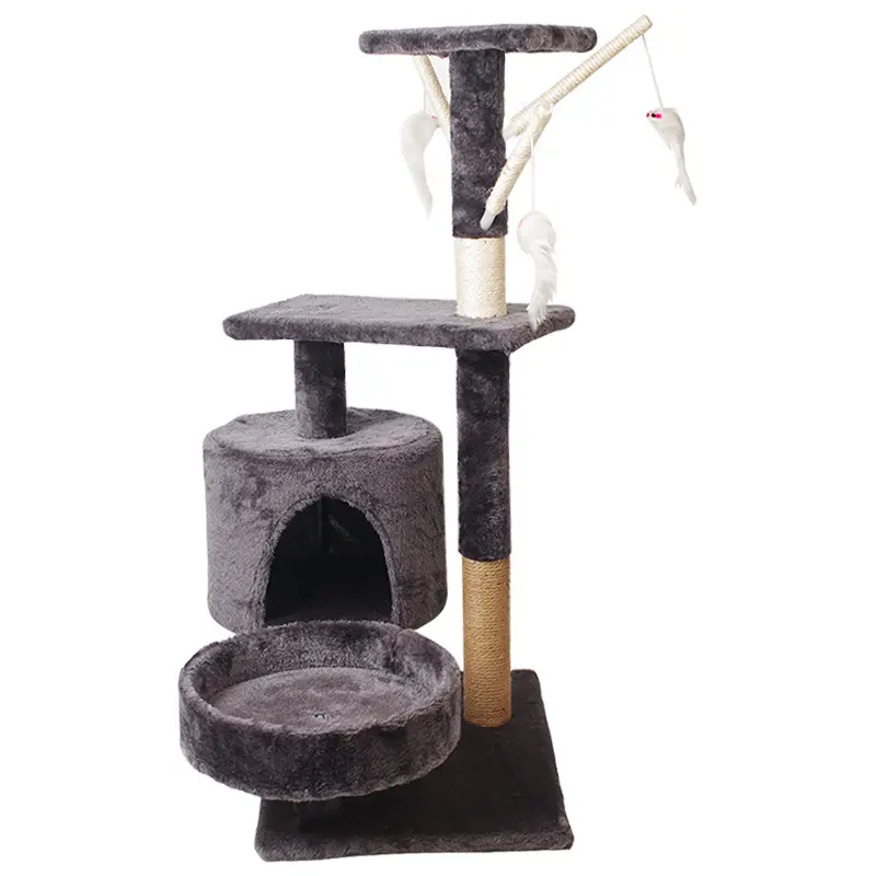 도매 실내 등반 활동 고양이 나무 집 사이 잘삼 Scratcher 포스트 두 레이어 타워 고양이 나무