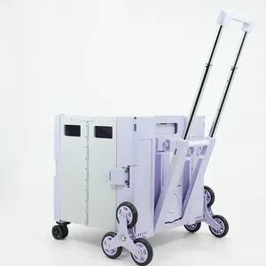 Crate Grocery Plastic Shopping Luggage Trolley Folding Mini Boot Shopping Trolley Cart Bags Wheels